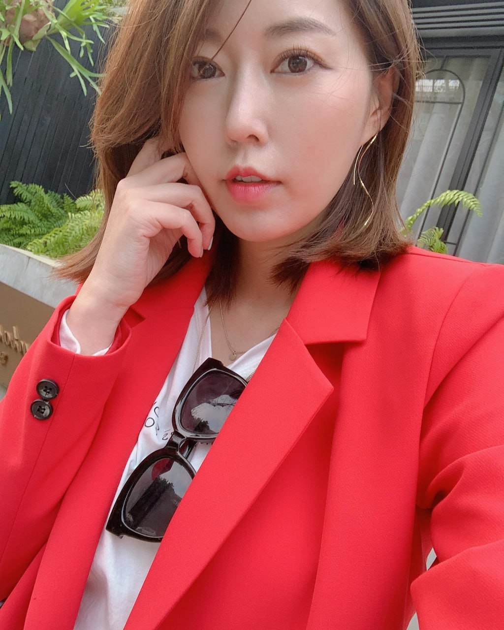 Laura in a red blazer